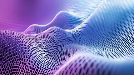 Abstract wave pattern of interconnected shapes in vibrant purple and blue