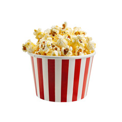 Buttery Popcorn in a Red and White Striped Bucket
