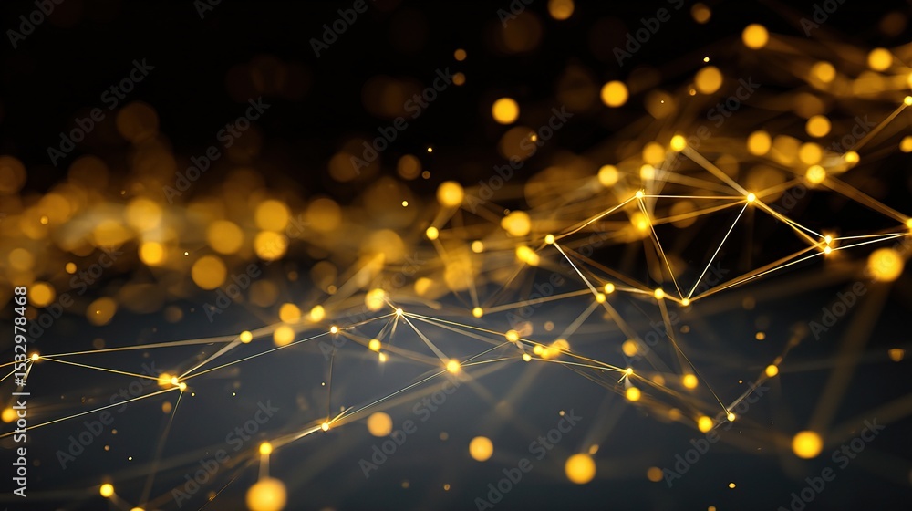 Poster abstract data network with yellow glowing nodes in a modern design