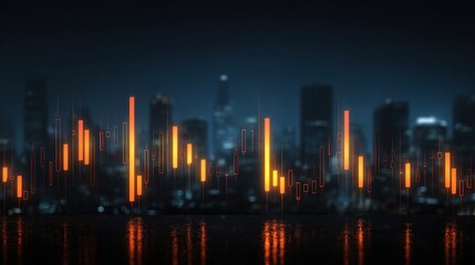 Fototapeta premium Abstract Glowing Candles Floating in Forex Market Background