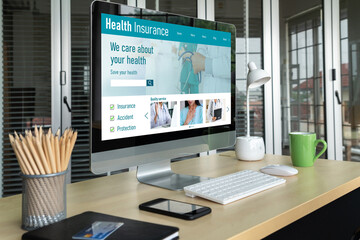 Naklejka premium Health insurance web site modish registration system for easy form filling