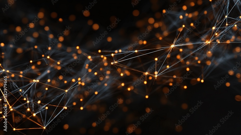 Poster glowing abstract digital network web with points and connections