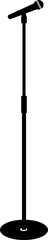 Microphones on counters and microphones and stands separately for design icon Vector silhouette clip arts. Retro and modern music sign, mic tool. Close-up microphone stand in small