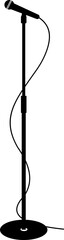Microphones on counters and microphones and stands separately for design icon Vector silhouette clip arts. Retro and modern music sign, mic tool. Close-up microphone stand in small