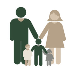 Abstract family icon representing care, inclusion, and social sustainability

