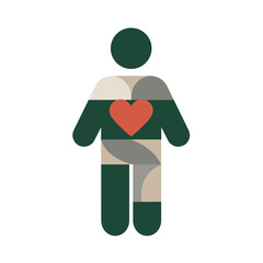 Abstract human figure with heart symbolizing empathy and ESG care

