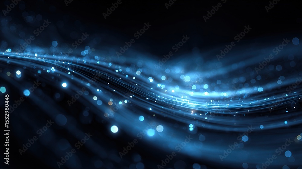 Poster blue abstract tech background with glowing fractal elements