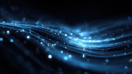 Blue Abstract Tech Background with Glowing Fractal Elements