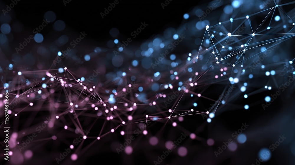 Aufkleber abstract network of connected nodes in a colorful plexus design