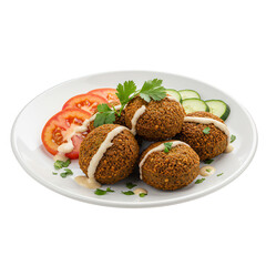 Golden Brown Falafel with Creamy Tahini Sauce and Fresh Vegetables