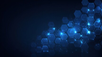 Abstract Blue Hexagon Pattern with Gradient and Copy Space for Design