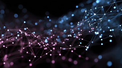 Abstract Network of Connected Nodes in a Colorful Plexus Design