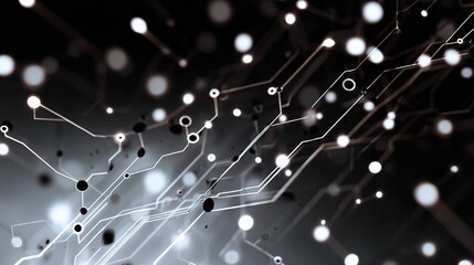 Abstract Digital Circuit Background with Glowing White Elements