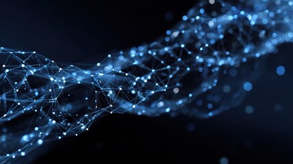 Futuristic Digital Blue Web Overlay in Space with High Detail
