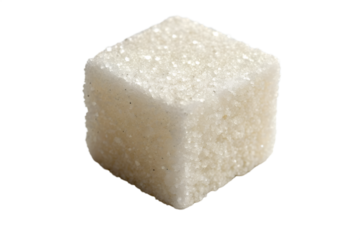 Close up view of a single sugar cube for food and beverage photography isolated on transparent background