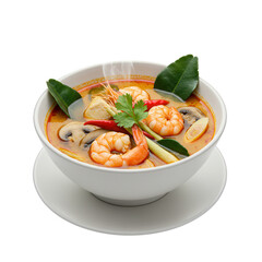 Steaming Hot Tom Yum Soup with Shrimp and Herbs