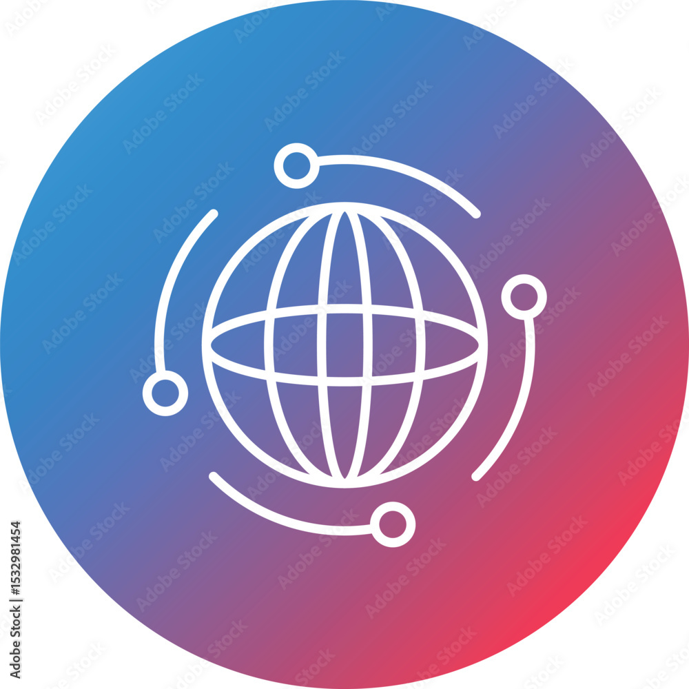 Poster global line gradient circle background icon