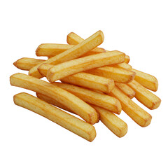 Golden Crispy French Fries on Transparent Background