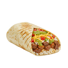 Grilled Beef Burrito with Rice, Cheese, and Guacamole