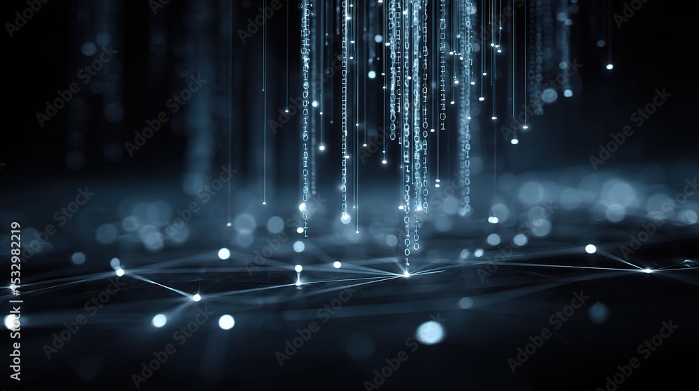 Poster abstract technology network with binary background and digital effects