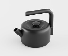 Modern matte black kettle studio shot minimalist kitchenware home goods product photography cooking utensil clean design isolated object high quality image advertising material kitchen essential