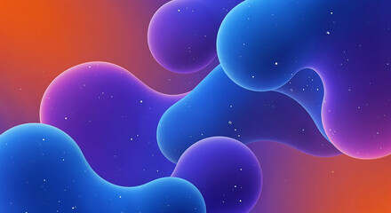 Fototapeta premium Loopable Abstract Background with Glowing Blue and Purple Fluid Shapes and Futuristic Particle Sparkle