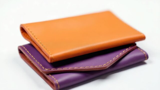 Image of three leather wallets stacked one on top of the other, suitable for use in business or finance context.