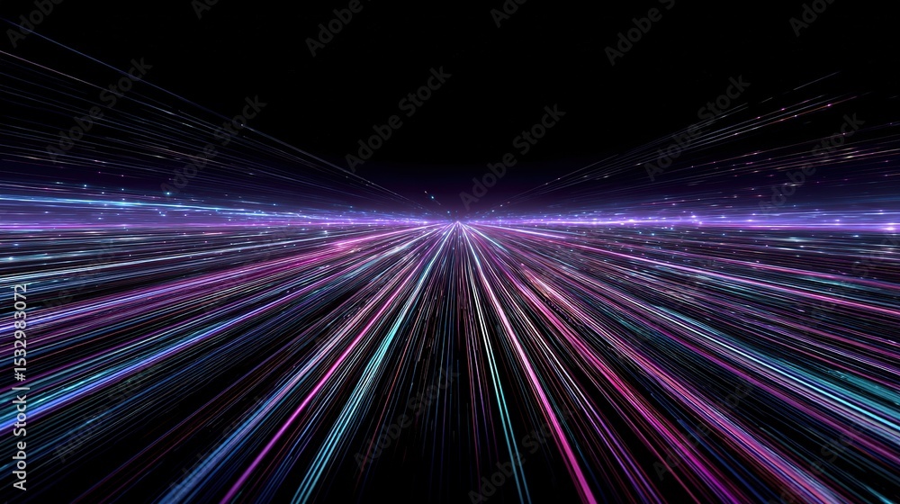 Poster abstract digital highway with streaming neon data visualization