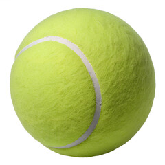Tennis ball closeup vibrant green color for sport equipment graphics isolated on transparent background