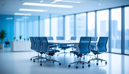 modern corporate room with panoramic city view, AI Generated