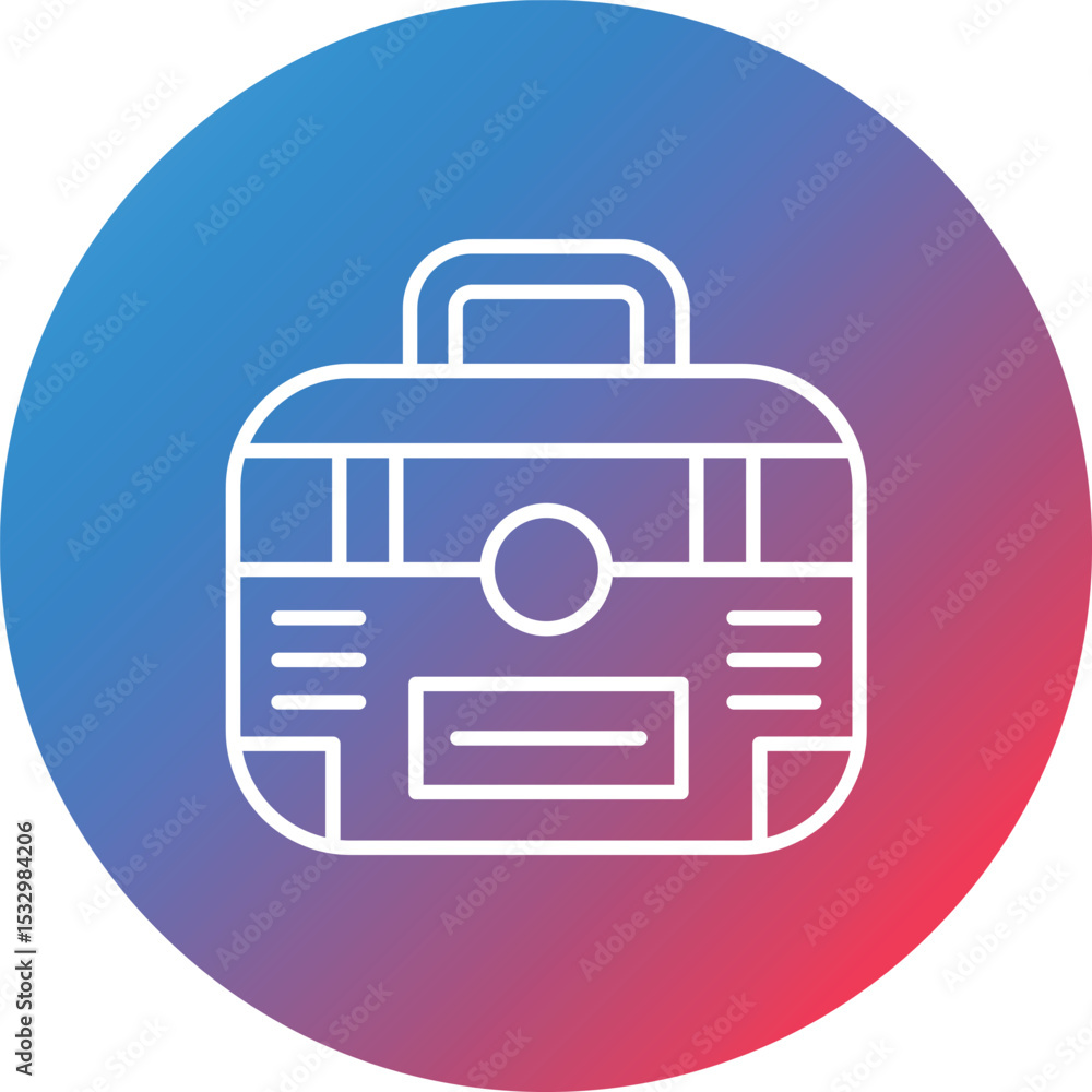 Poster briefcase line gradient circle background icon
