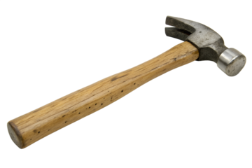 Claw hammer tool equipment construction carpentry repair woodwork metal isolated on transparent background