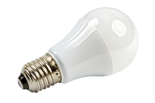 Energy saving led bulb close up for efficient lighting solutions concept isolated on transparent background