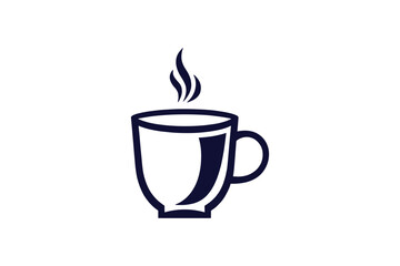 A hot coffee cup clip art silhouette vector illustration on a white background