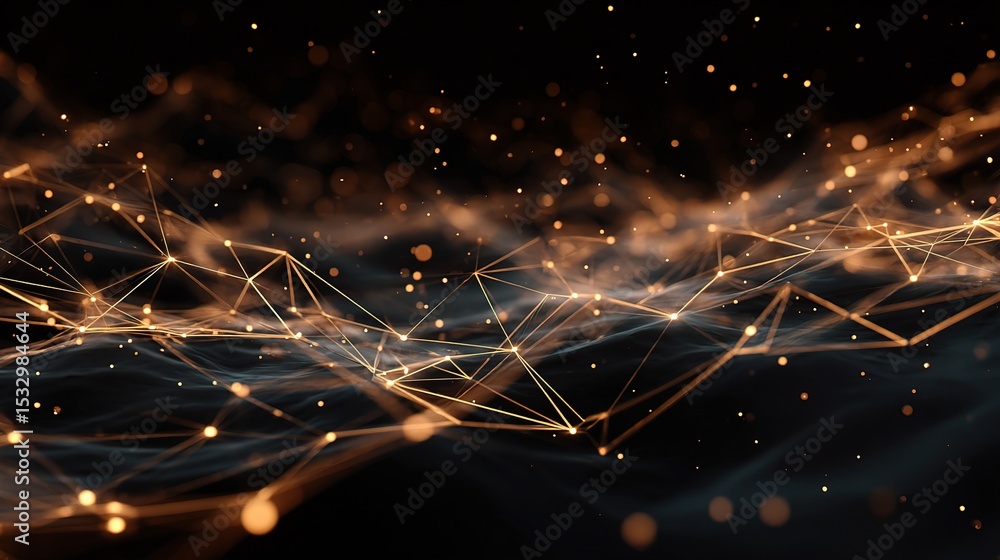Poster abstract digital network of glowing points and lines in motion