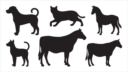 Silhouette Collection Dogs, Cats, Horses, and Cows
