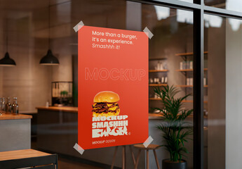 Poster Hanging Mockup with Shop Background