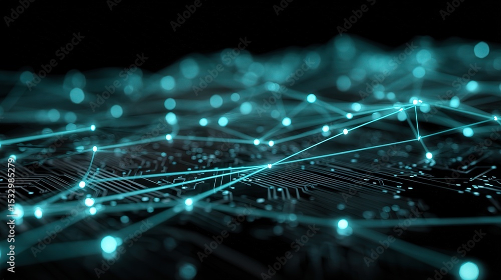Poster abstract technology network background with metallic elements