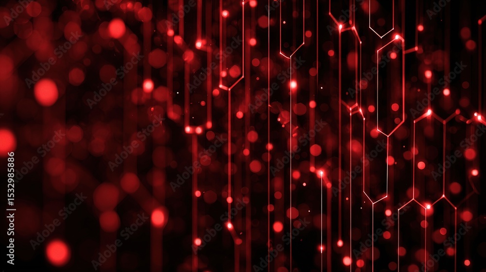 Aufkleber abstract technology network background in red with digital elements