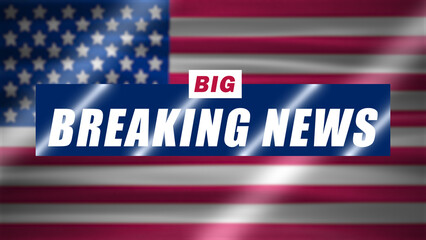 big breaking news animation on blur usa flag background. concept for national news in usa.