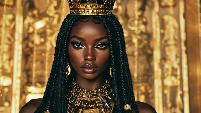 Majestic African Queen: A Golden Portrait
