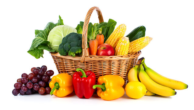 Fresh fruit and vegetable basket healthy eating - Powered by Adobe
