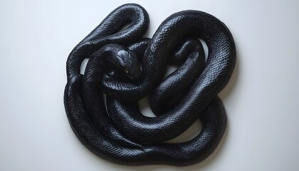Intricate coils of a jet black snake.