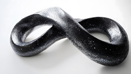 Abstract infinity symbol design with textured surface.