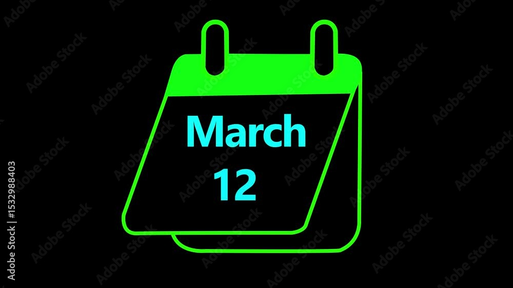 Poster 12 march calendar icon animation. boost your productivity and impress clients with this sophisticate