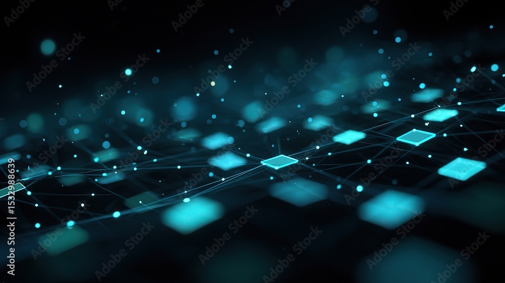 Poster abstract technology network background with floating elements and shapes
