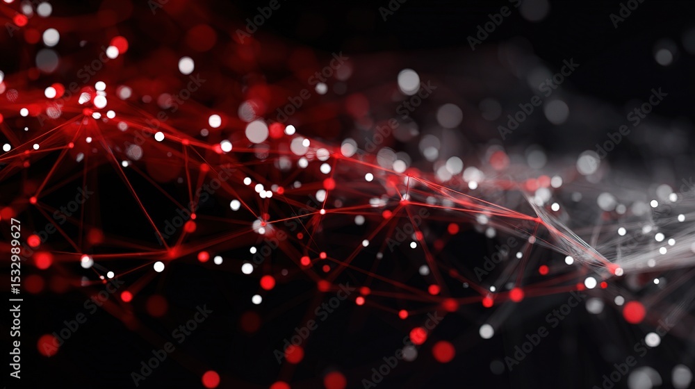 Poster abstract technology network background with red and white points