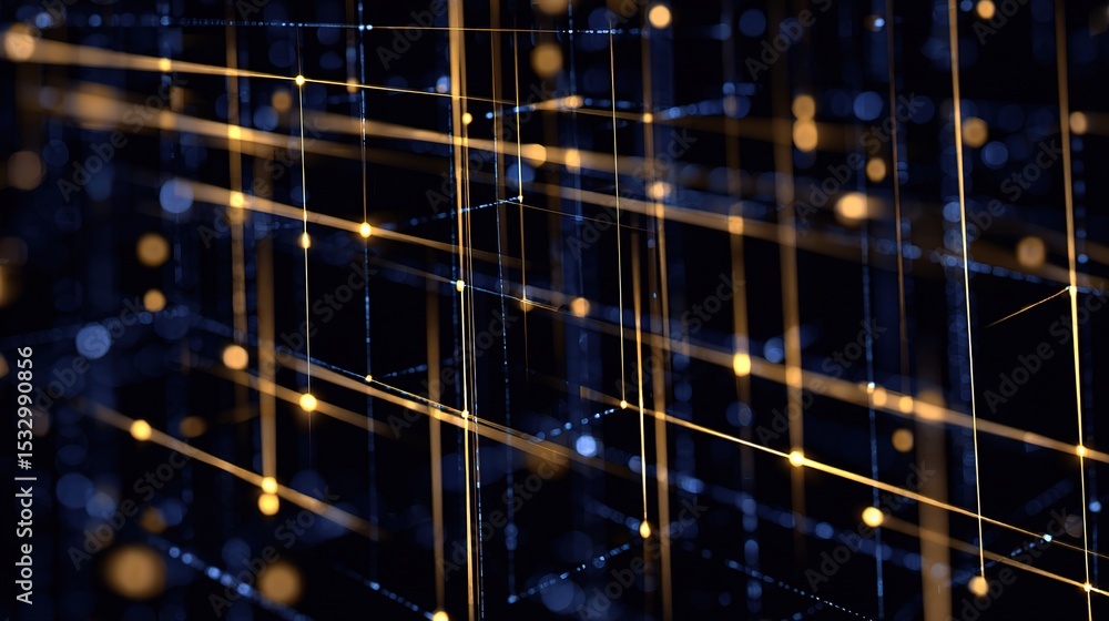 Poster abstract technology network background with golden elements and lines