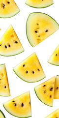 Yellow watermelon slices on black background