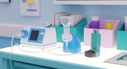 Medical Equipment on Table for Respiratory Treatment